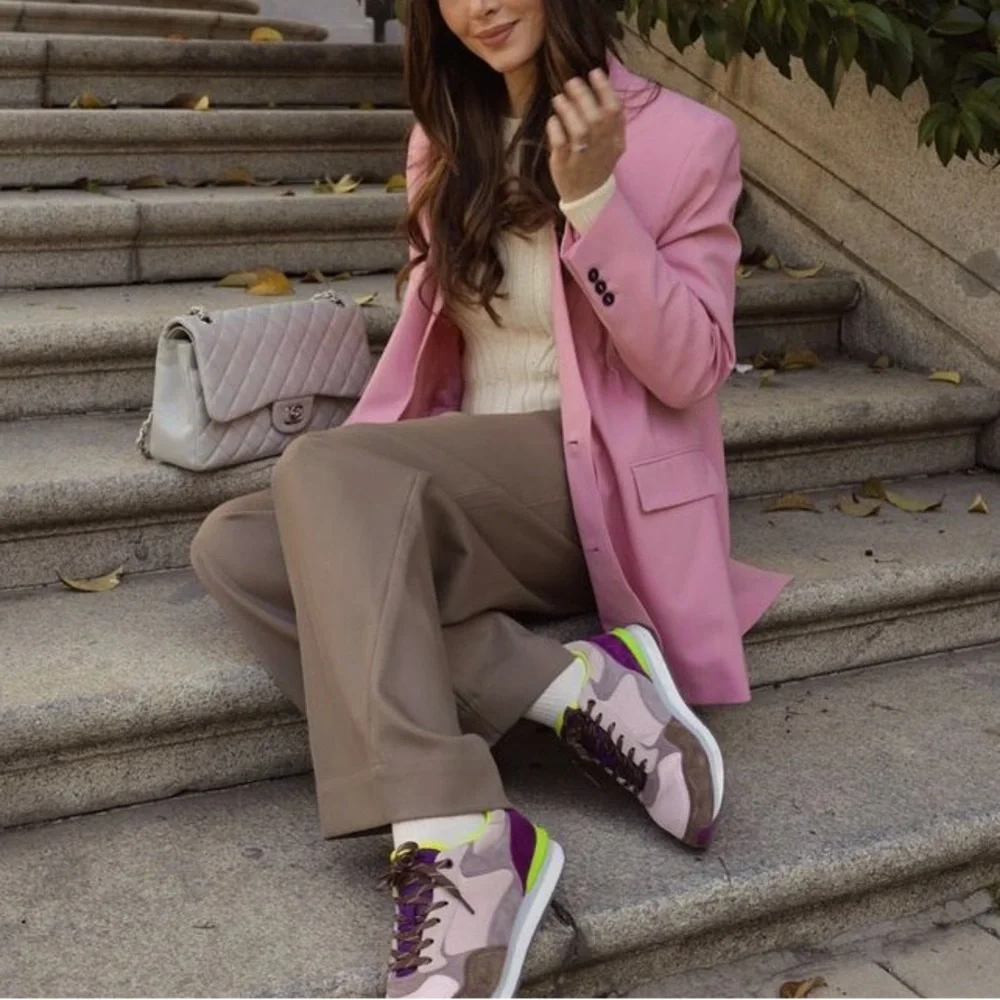 ZARA limited edition oversized double breasted pink blazer blogger favorite - Picture 3 of 14